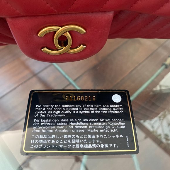 CHANEL Red Jumbo Chevron Classic Flap Handbag Shoulder Bag - Picture 7 of 15